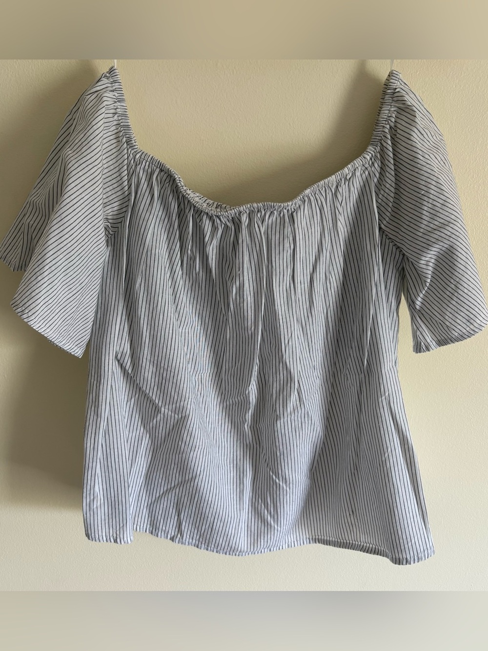 Express Women’s Striped Off-the-Shoulder Top Cotton Linen Blend Size Small